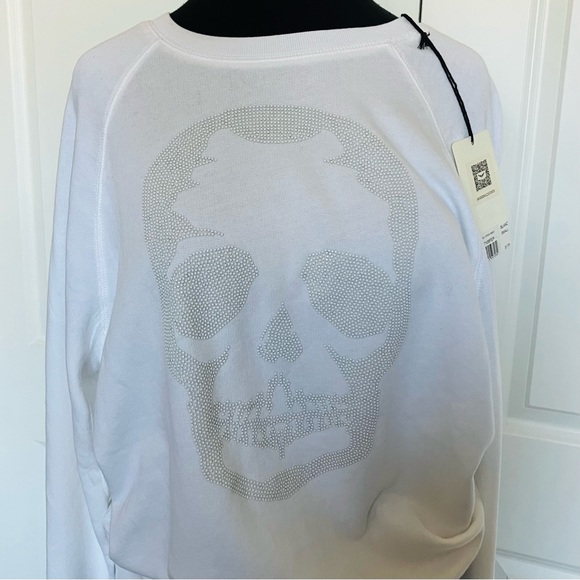 Zadig + Voltaire NWT Skull Studs White Sweatshirt Sm NEW - Picture 1 of 11